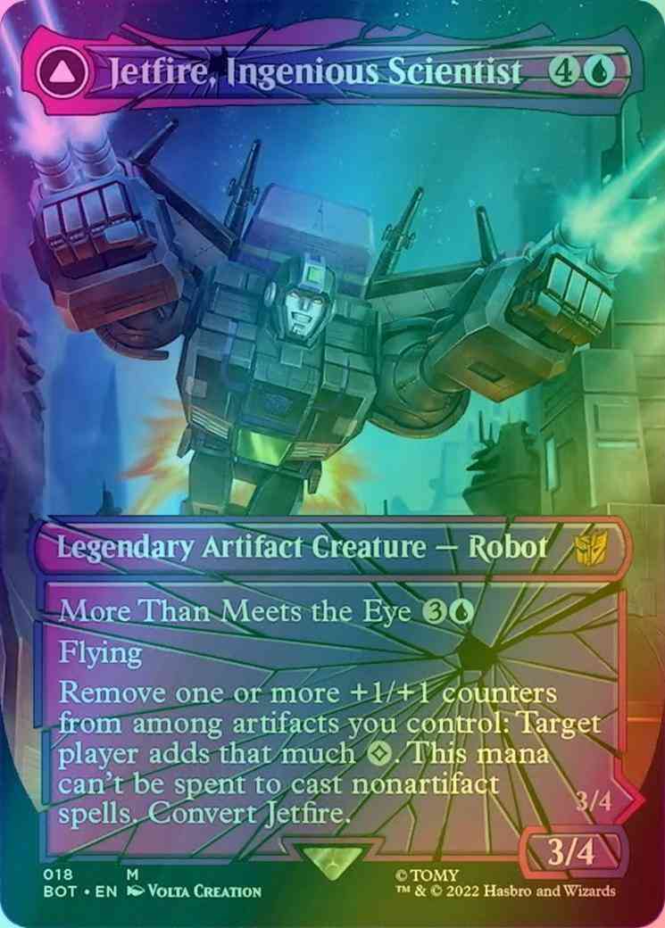 Jetfire, Ingenious Scientist // Jetfire, Air Guardian [18] [Borderless] [Shattered Glass] [Universes Beyond: Transformers] [Foil]
