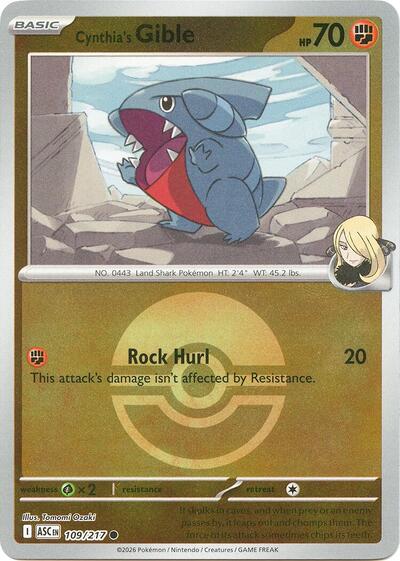 Cynthia's Gible - Poké Ball - 109/217 - Common [me025-109] [Reverse Holo]