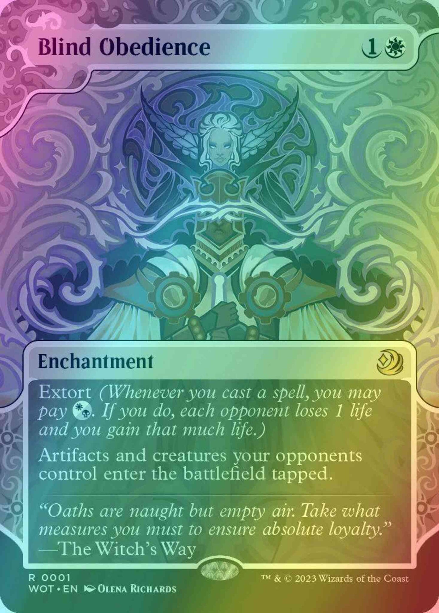 Blind Obedience [1] [Enchanting Tale Showcase] [Wilds of Eldraine: Enchanting Tales] [Foil]