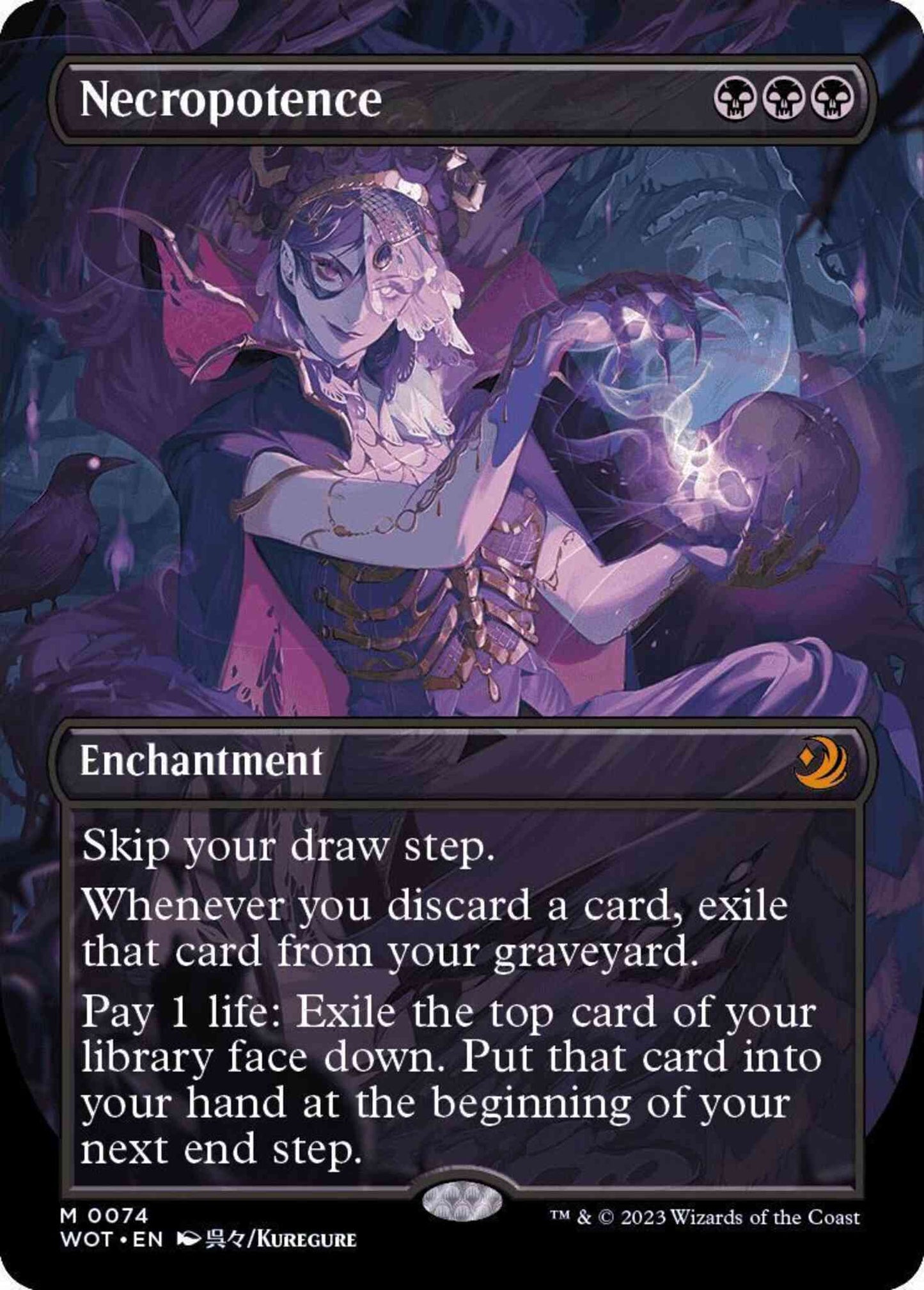 Necropotence [74] [Borderless] [Anime] [Wilds of Eldraine: Enchanting Tales] [Non-Foil]