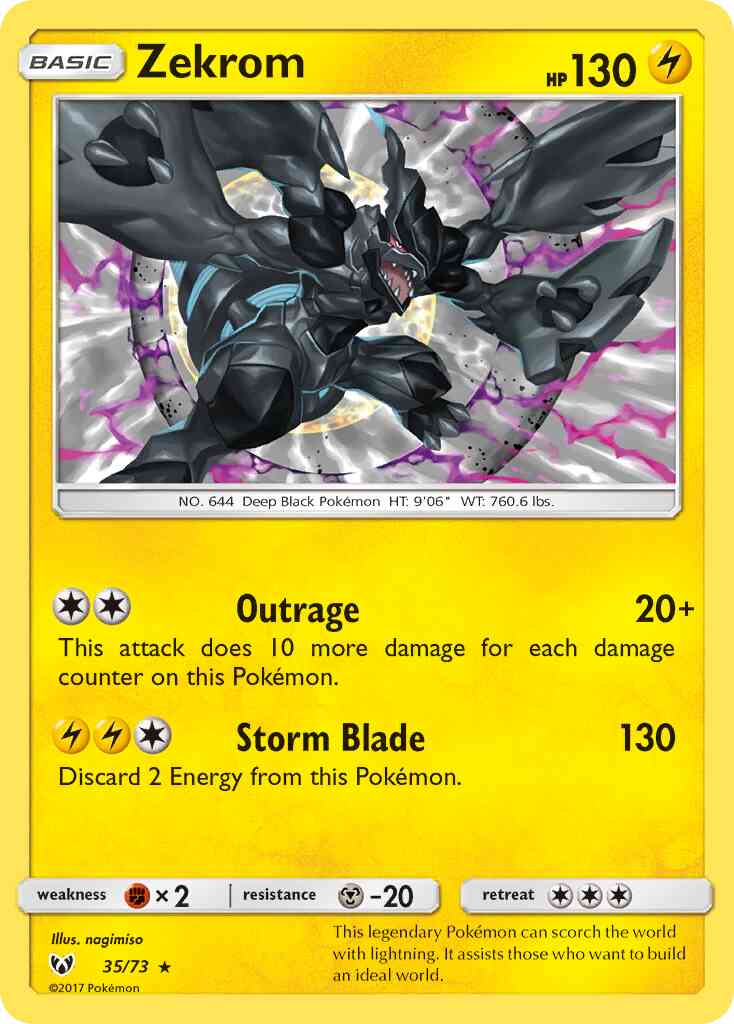 Zekrom - 35/73 - Rare Holo [sm35-35] [Reverse Holo]