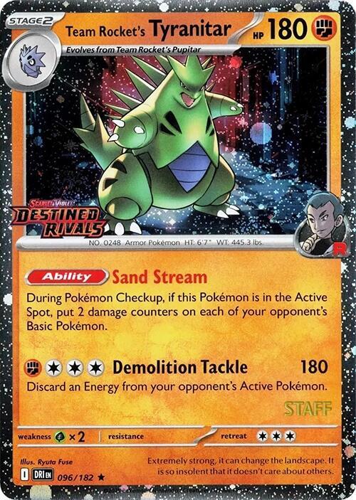 Team Rocket's Tyranitar - 096/182 - Promo [Prerelease] [Staff] [sv10msp-096] [Cosmos Holo]