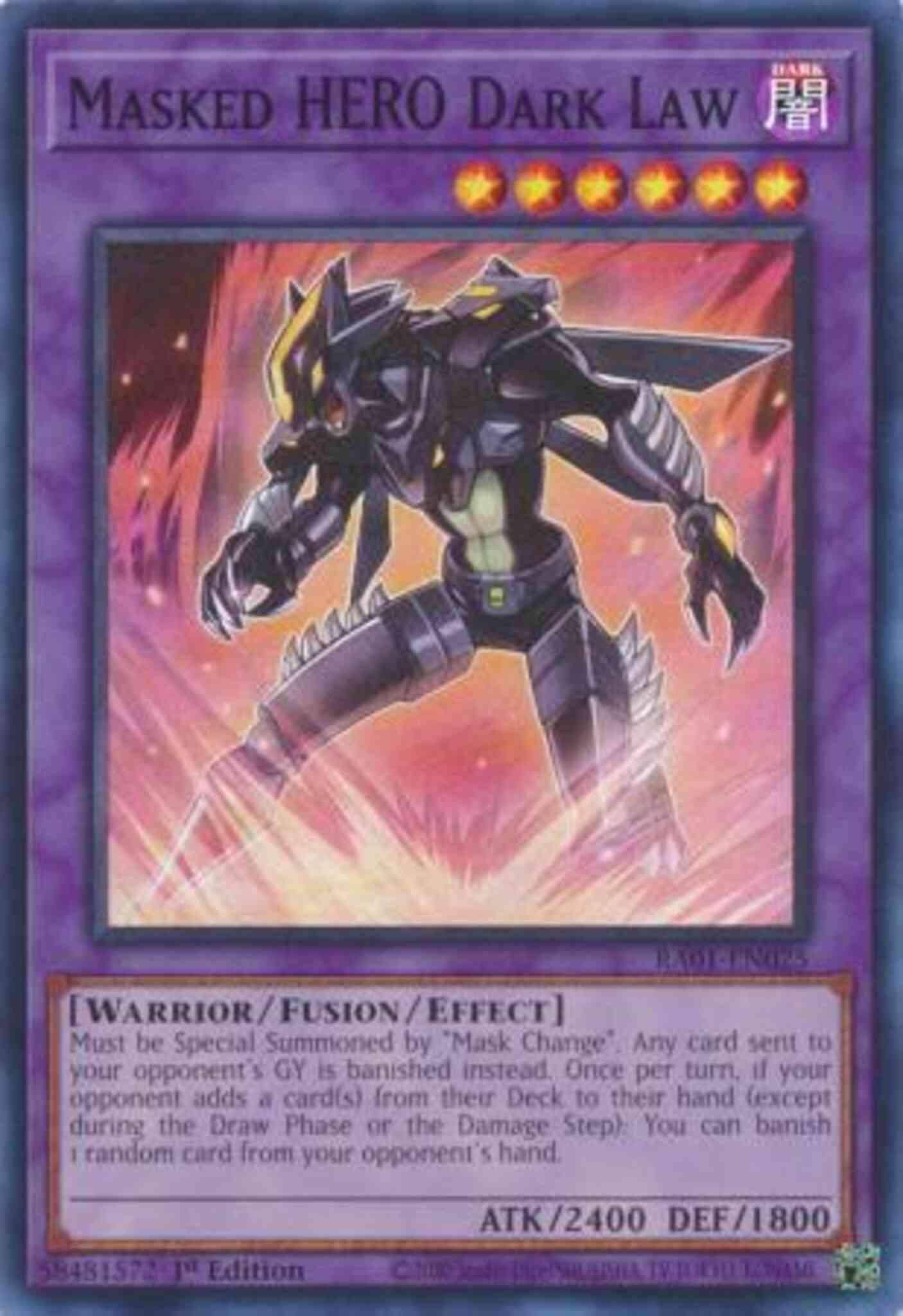 Masked HERO Dark Law - RA01-EN025 - Super Rare - 1st Edition