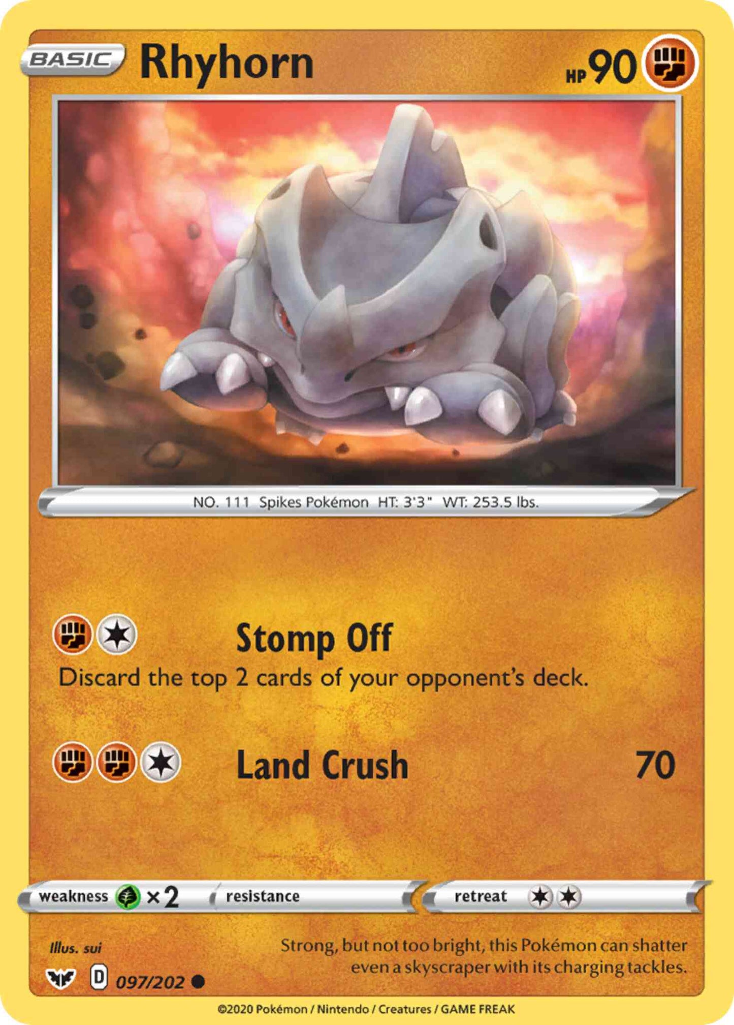 Rhyhorn - 097/202 - Common [swsh1-097] [Reverse Holo]
