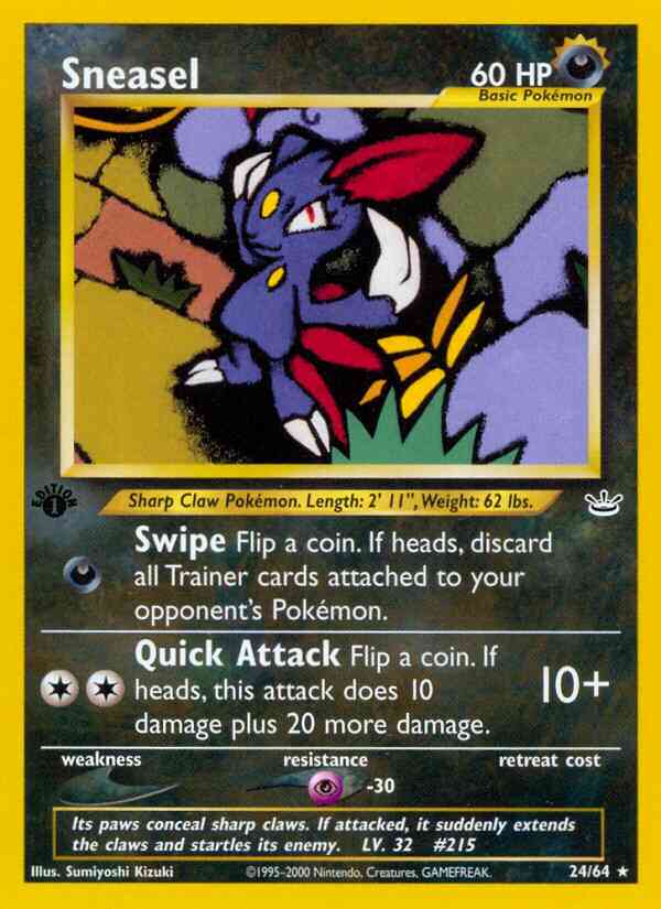 Sneasel - 24/64 - Rare - 1st Edition [neo3-24] [Non-Holo]