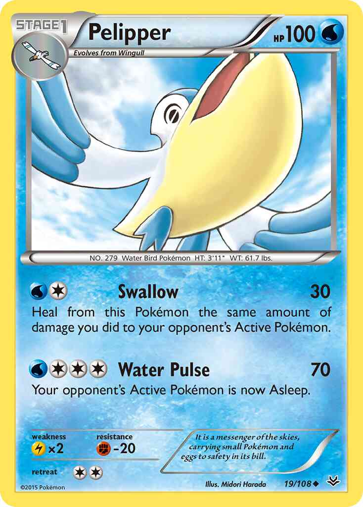 Pelipper - 19/108 - Uncommon [xy6-19] [Reverse Holo]