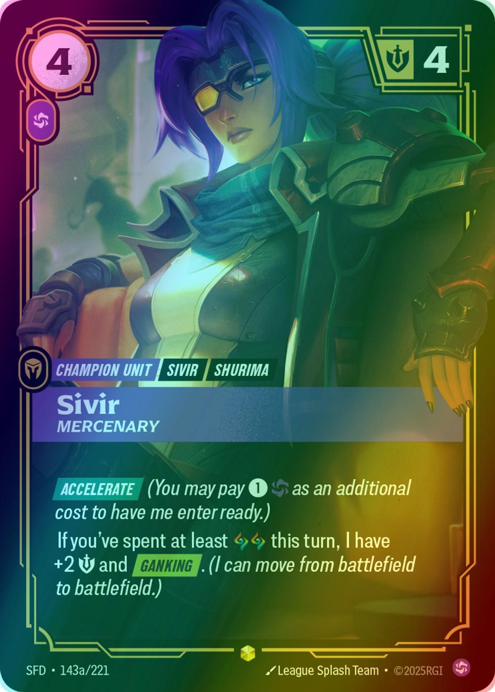 Sivir - Mercenary (Alternate Art) - 143a/221 [Spiritforged] [Foil]