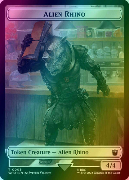 Alien Rhino Token (03) // Clue Token (22) [Universes Beyond: Doctor Who: Tokens] [Foil]