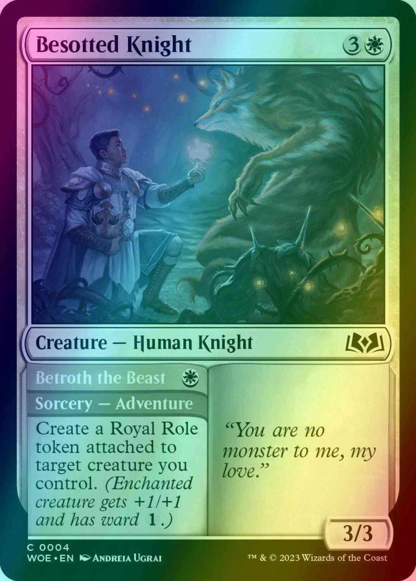 Besotted Knight // Betroth the Beast [4] [Wilds of Eldraine] [Foil]