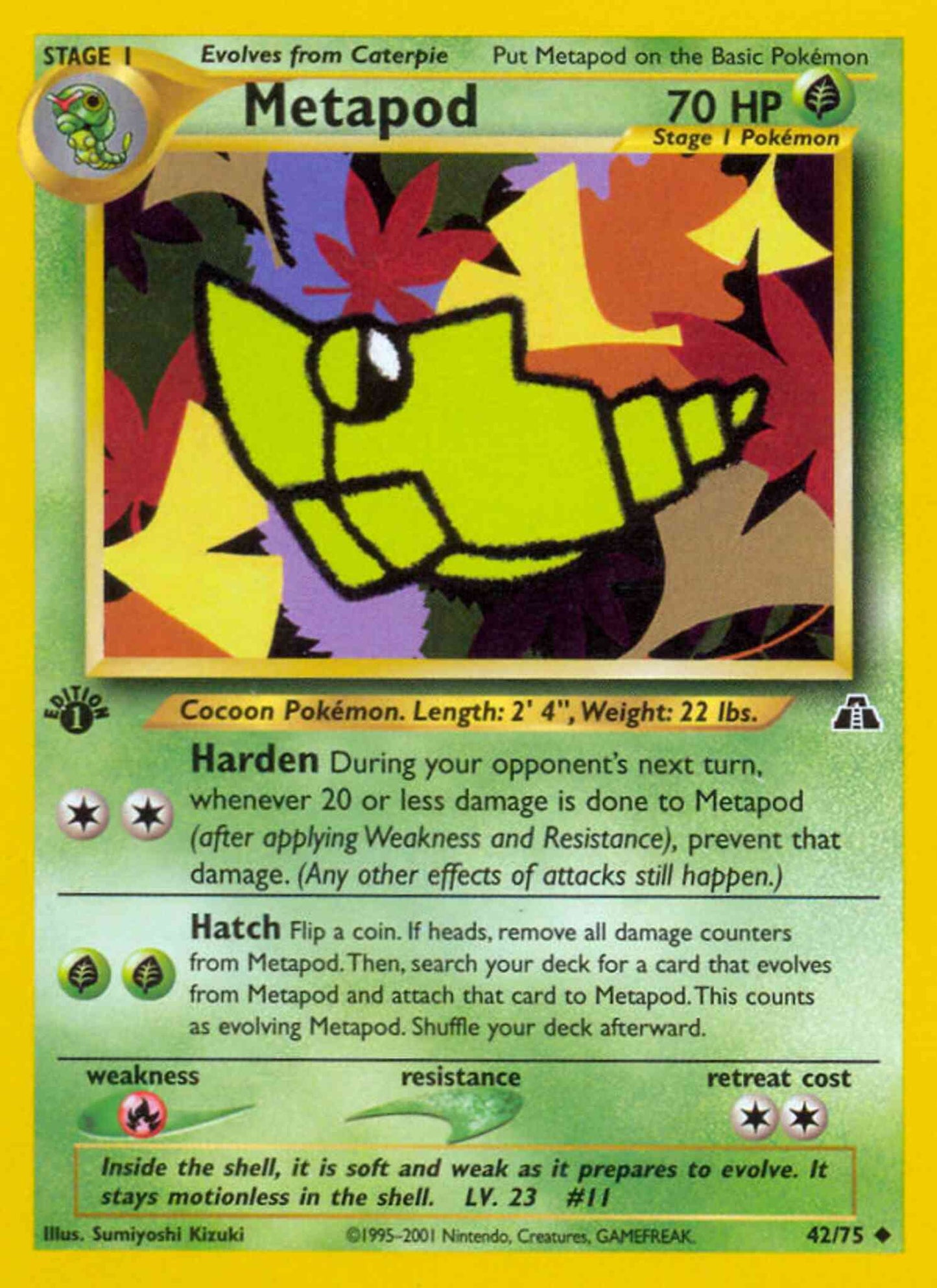 Metapod - 42/75 - Uncommon - 1st Edition [neo2-42] [Non-Holo]