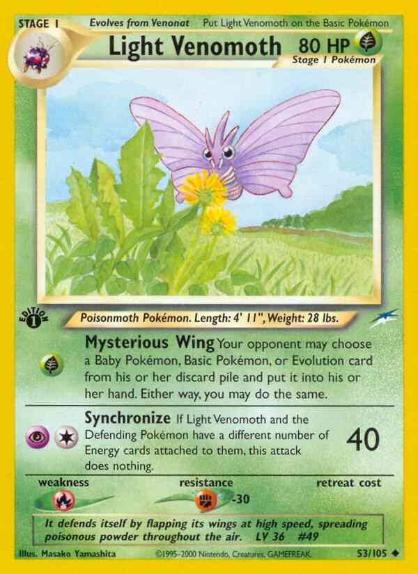 Light Venomoth - 53/105 - Uncommon - 1st Edition [neo4-53] [Non-Holo]