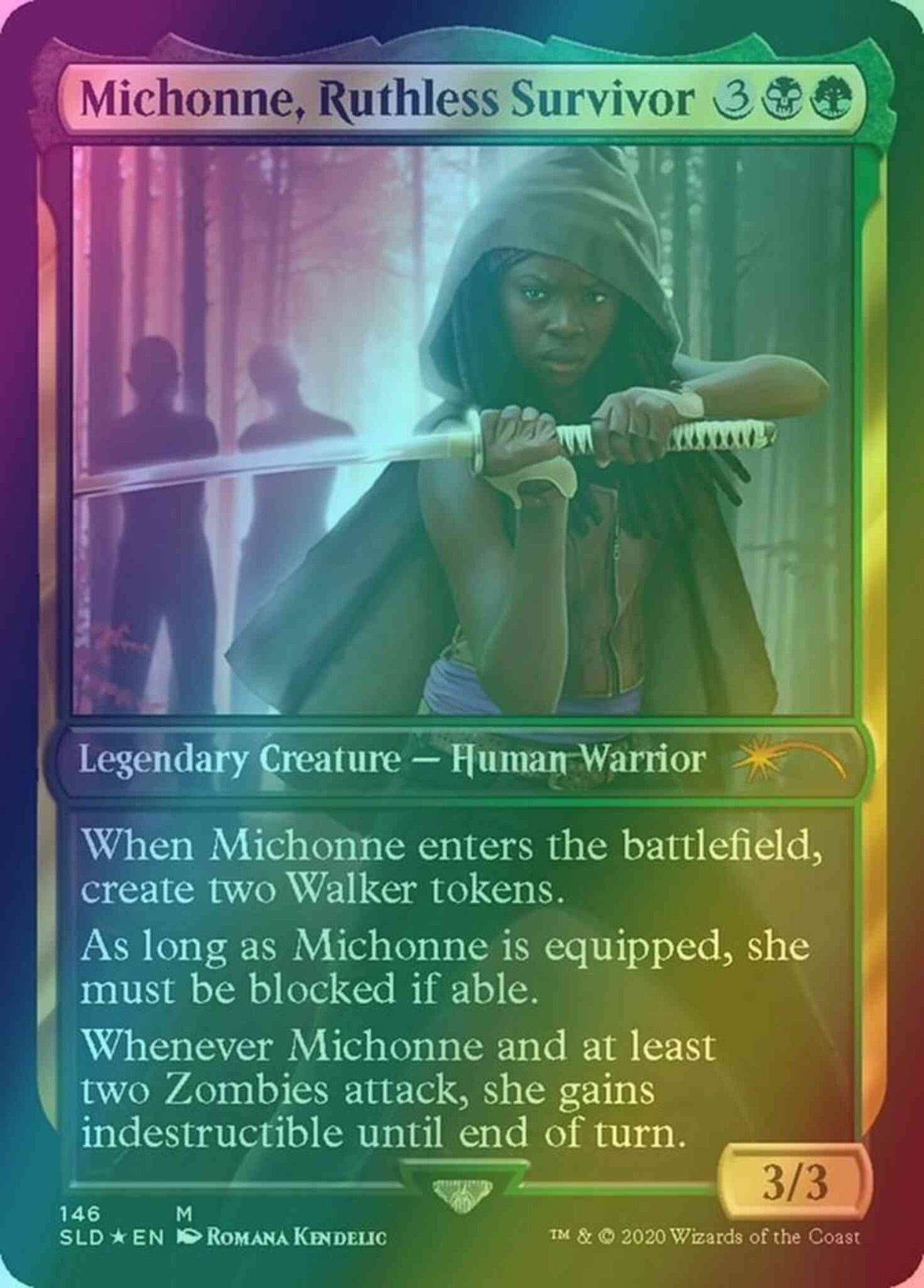 Michonne, Ruthless Survivor [0146] [Full Art] [Walking Dead] [Secret Lair Drop] [Foil]