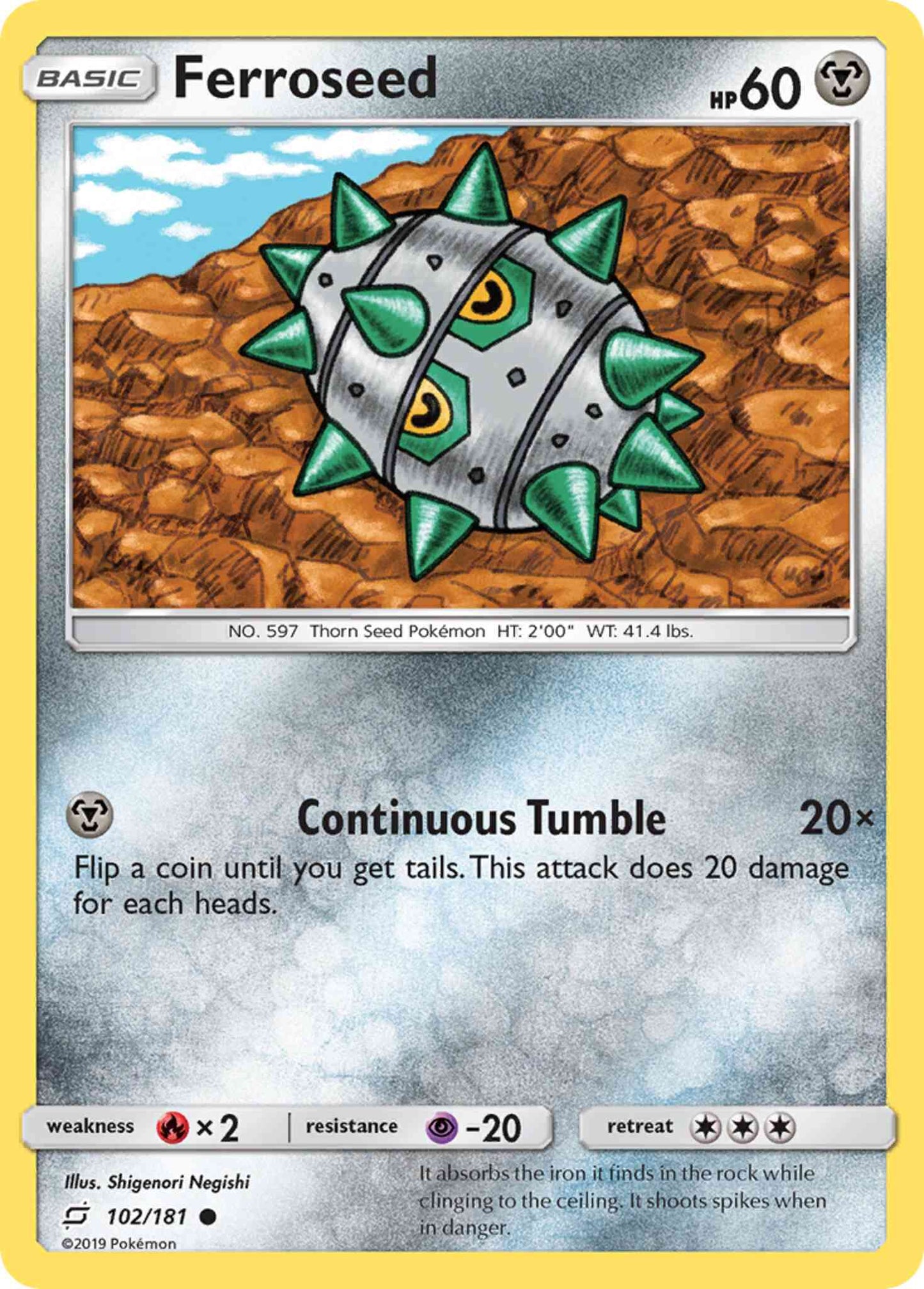 Ferroseed - 102/181 - Common [sm9-102] [Reverse Holo]