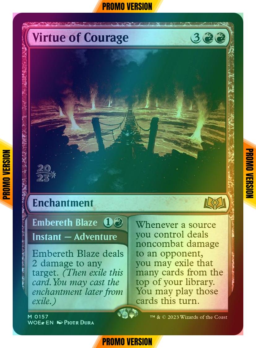 Virtue of Courage // Embereth Blaze [157s] [Prerelease] [Wilds of Eldraine: Promos] [Foil]