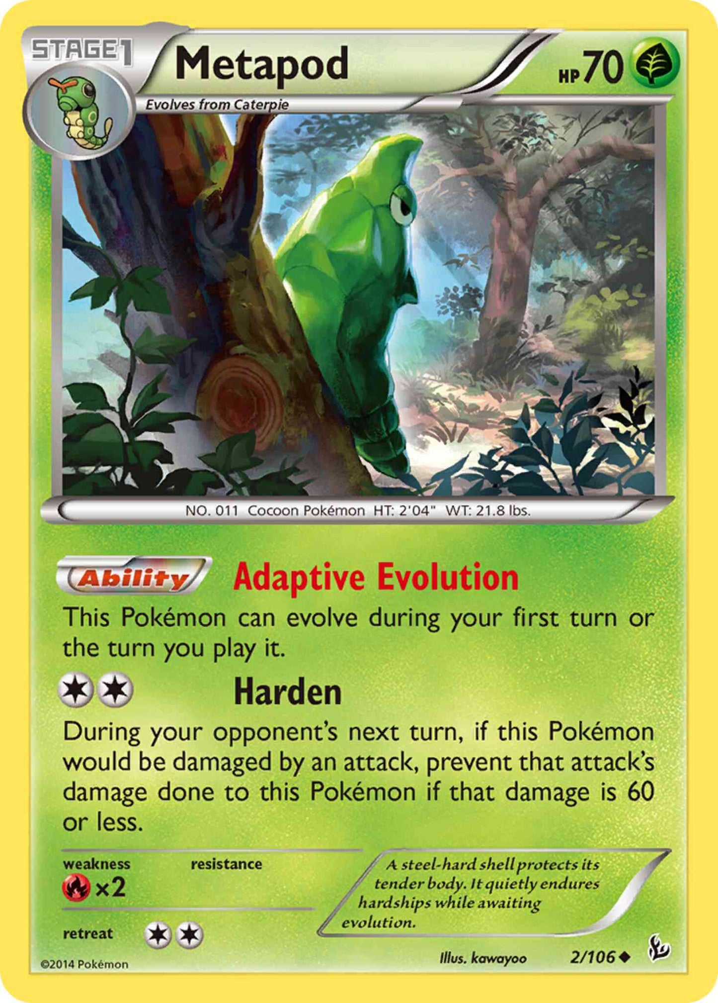 Metapod - 2/106 - Uncommon [xy2-2] [Non-Holo]