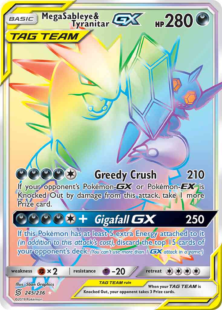 Mega Sableye & Tyranitar-GX - 245/236 - Rare Secret [sm11-245] [Secret]