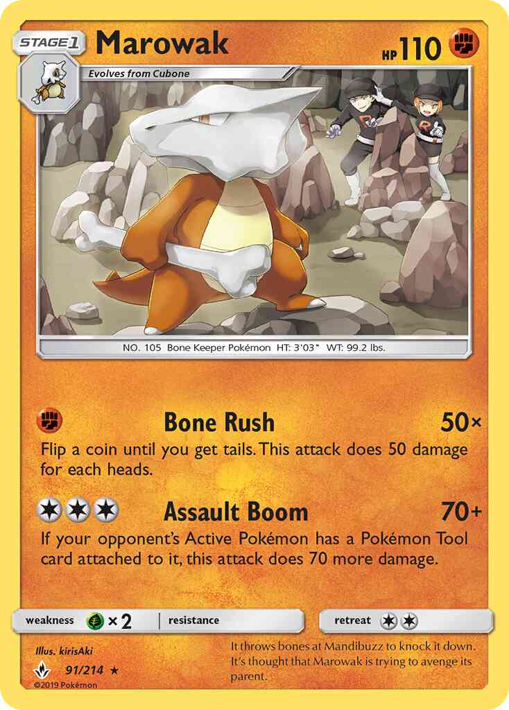 Marowak - 91/214 - Rare [sm10-91] [Non-Holo]