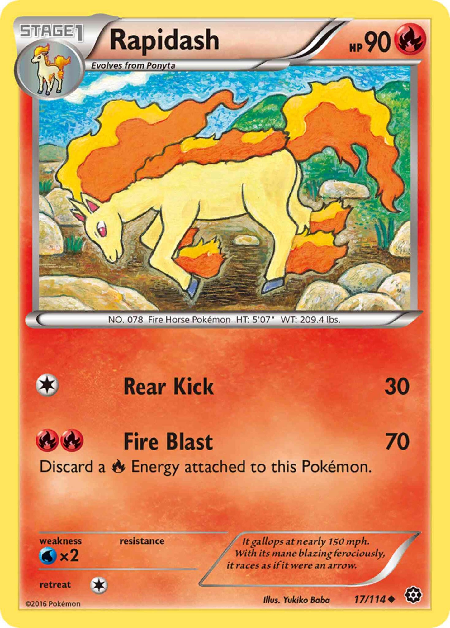 Rapidash - 17/114 - Uncommon [xy11-17] [Non-Holo]