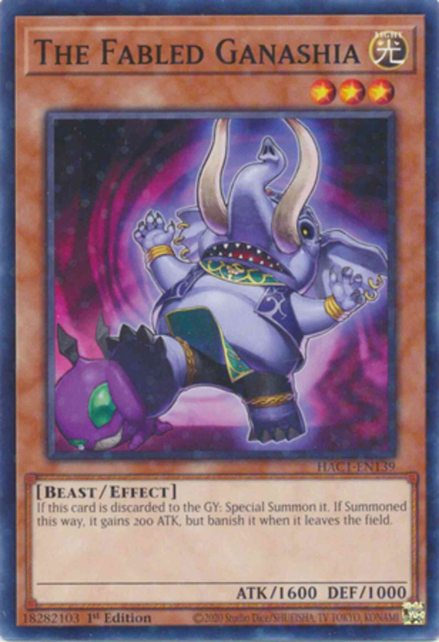The Fabled Ganashia - HAC1-EN139 - Duel Terminal Normal Parallel Rare - 1st Edition