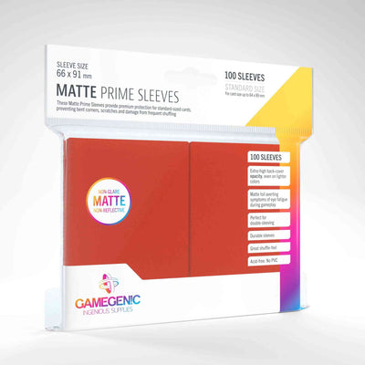 Gamegenic Matte Prime Sleeves - Standard Size - 100ct - Red