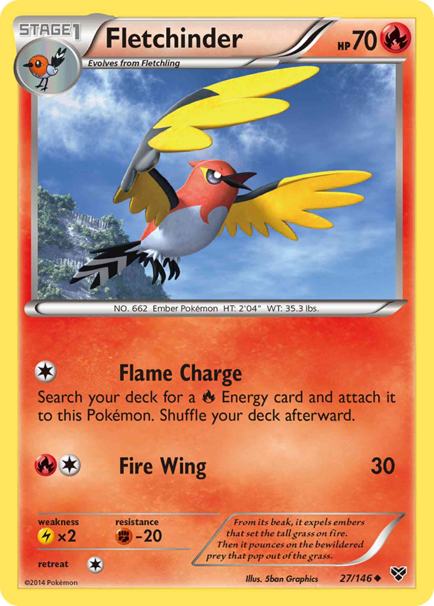Fletchinder - 27/146 - Uncommon [xy1-27] [Reverse Holo]