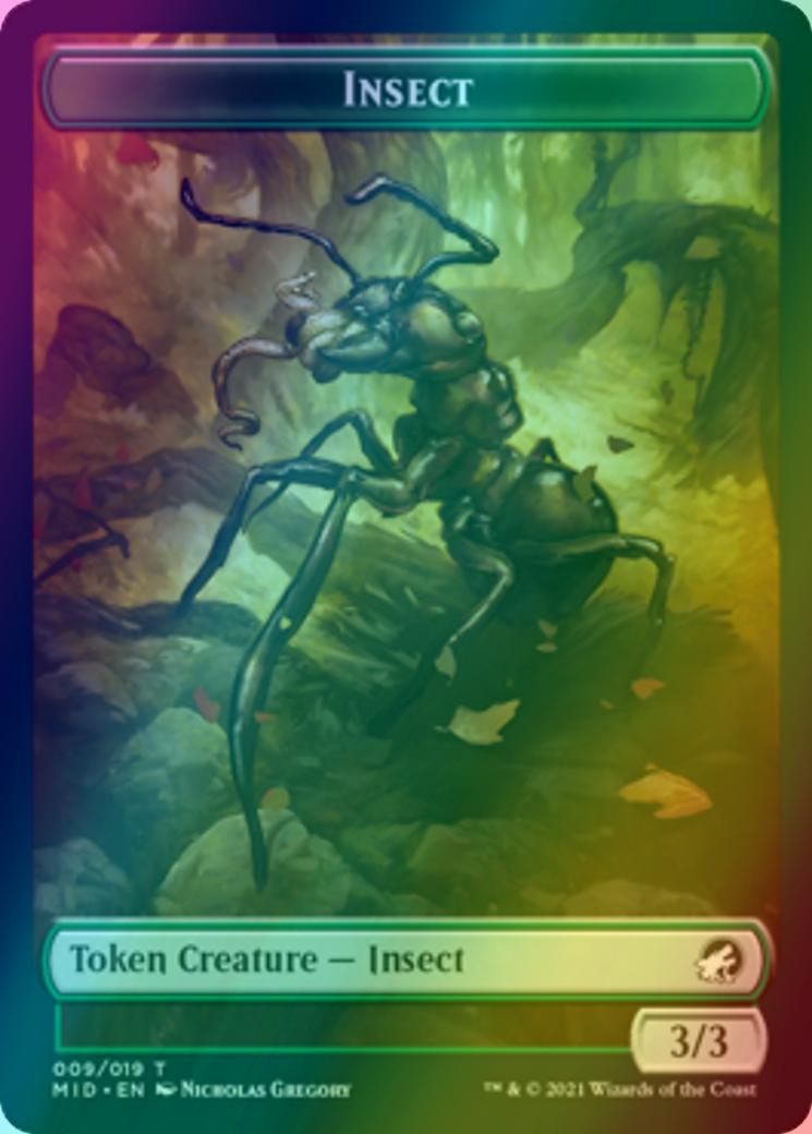 Human Token (01) // Insect Token (09) [Innistrad: Midnight Hunt: Tokens] [Foil]