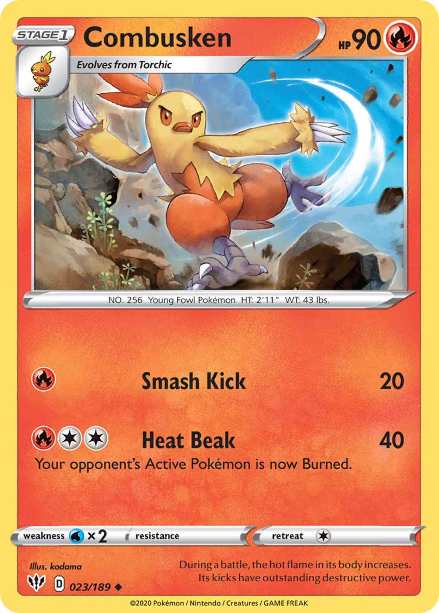 Combusken - 023/189 - Uncommon [swsh3-023] [Reverse Holo]