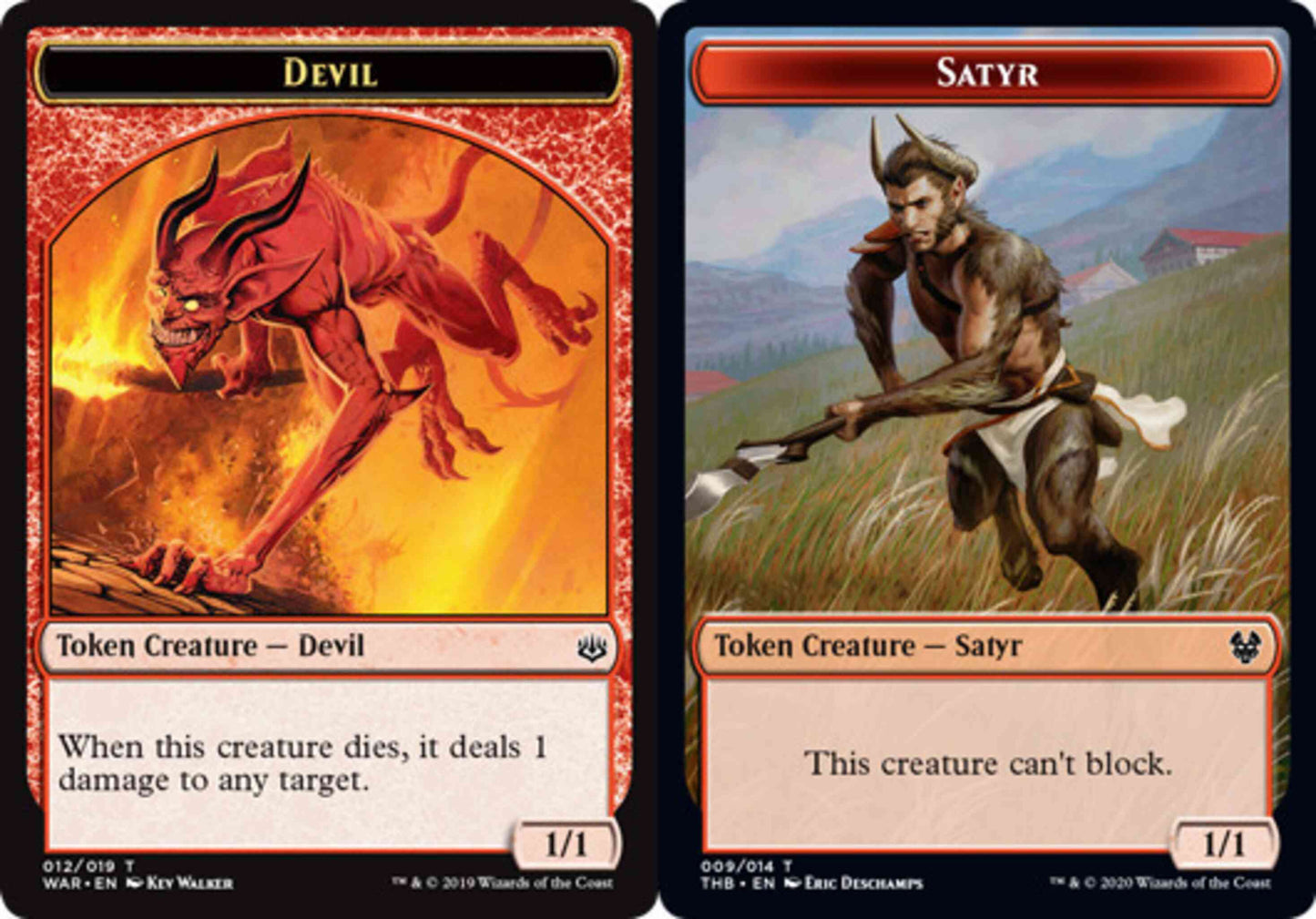 Devil Token (12) // Satyr Token (09) [WAR/THB Set Symbol] [Challenger Deck 2020 Tokens] [Non-Foil]