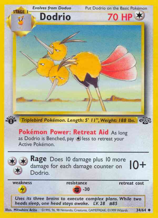 Dodrio - 34/64 - Uncommon - 1st Edition [base2-34] [Non-Holo]