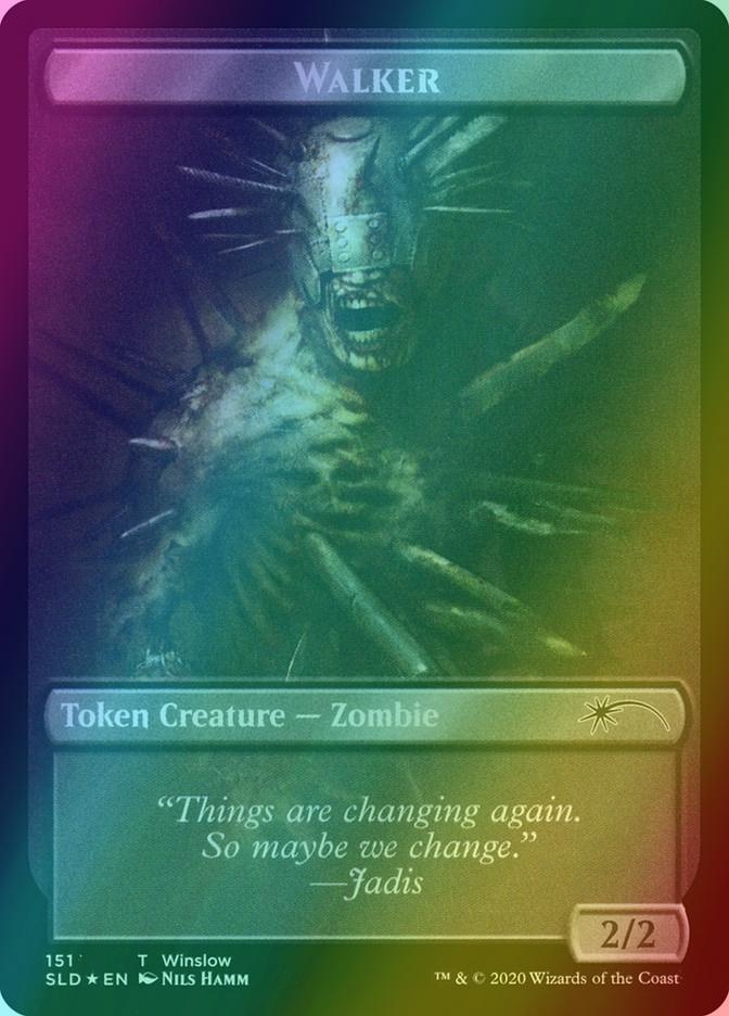 Walker Token (150) // Walker Token (151) [0150] [Full Art] [Walking Dead] [Secret Lair Drop] [Foil]