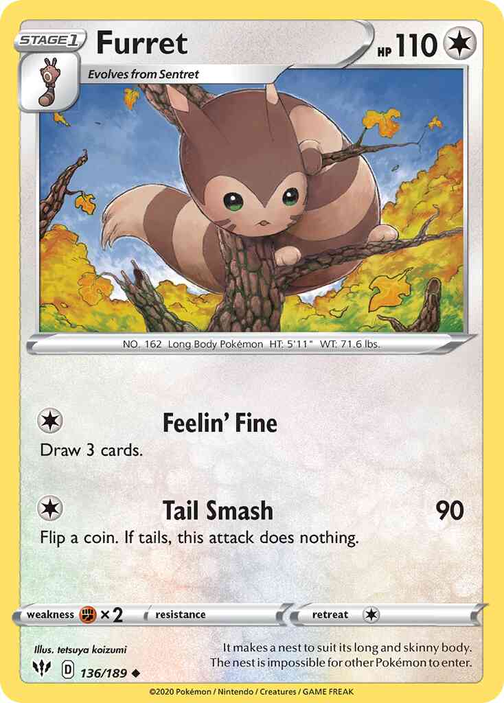 Furret - 136/189 - Uncommon [swsh3-136] [Reverse Holo]