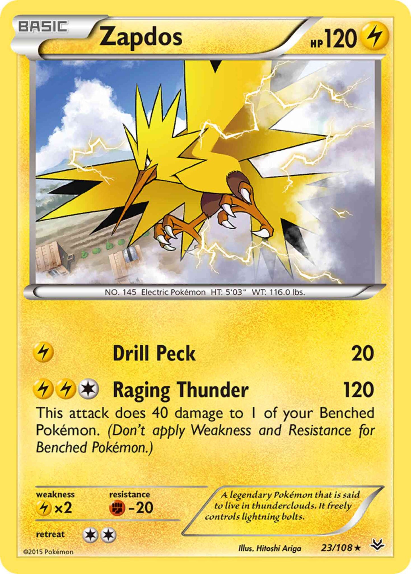 Zapdos - 23/108 - Rare [xy6-23] [Reverse Holo]