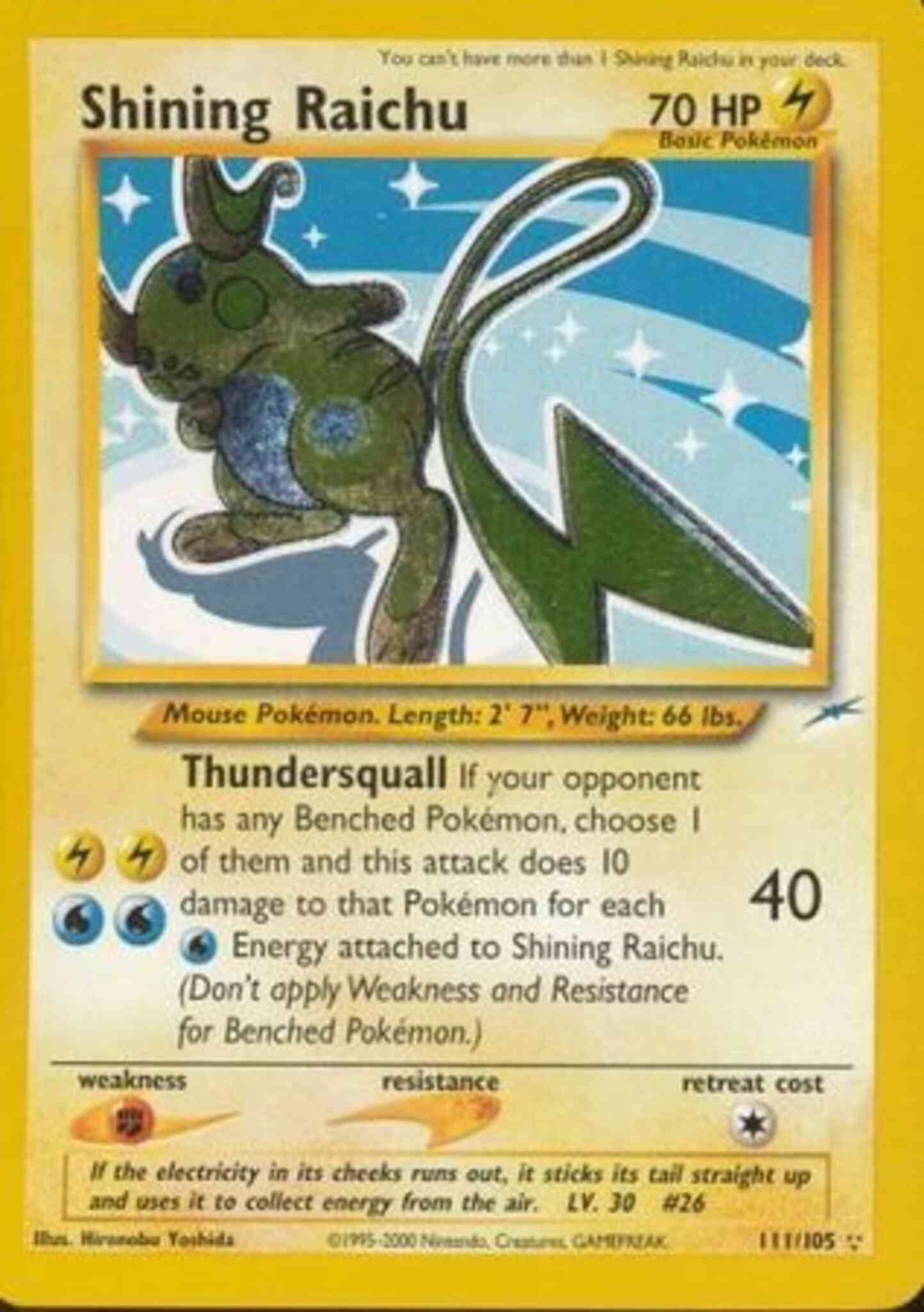 Shining Raichu - 111/105 - Rare Holo - Unlimited [neo4U-111] [Holo]