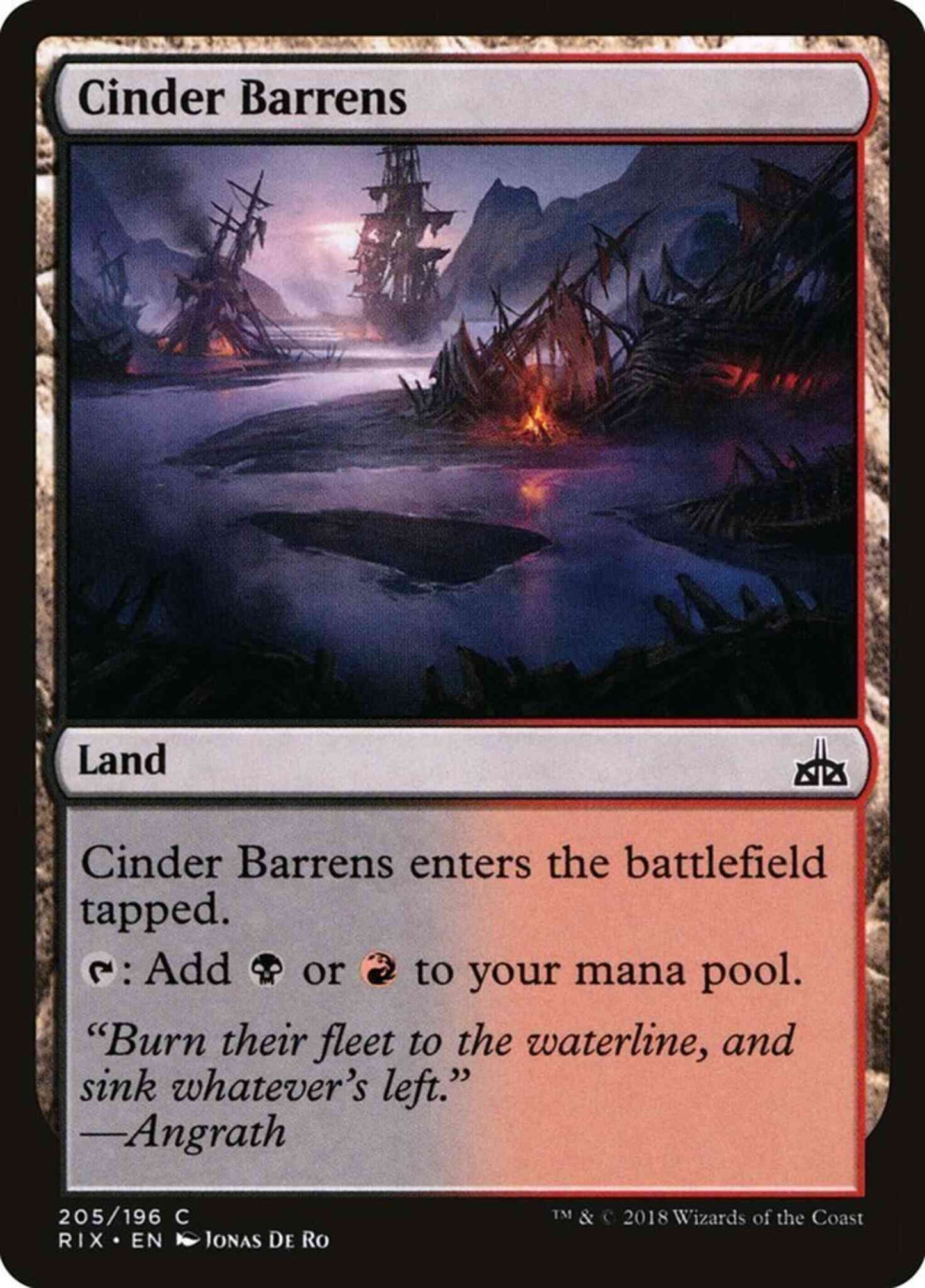Cinder Barrens [205] [Rivals of Ixalan] [Planeswalker Deck Exclusive] [Rivals of Ixalan] [Non-Foil]