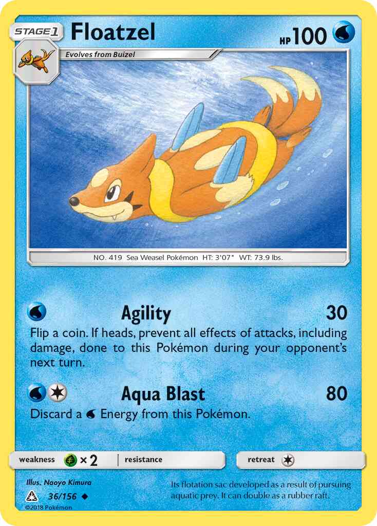 Floatzel - 36/156 - Uncommon [sm5-36] [Reverse Holo]