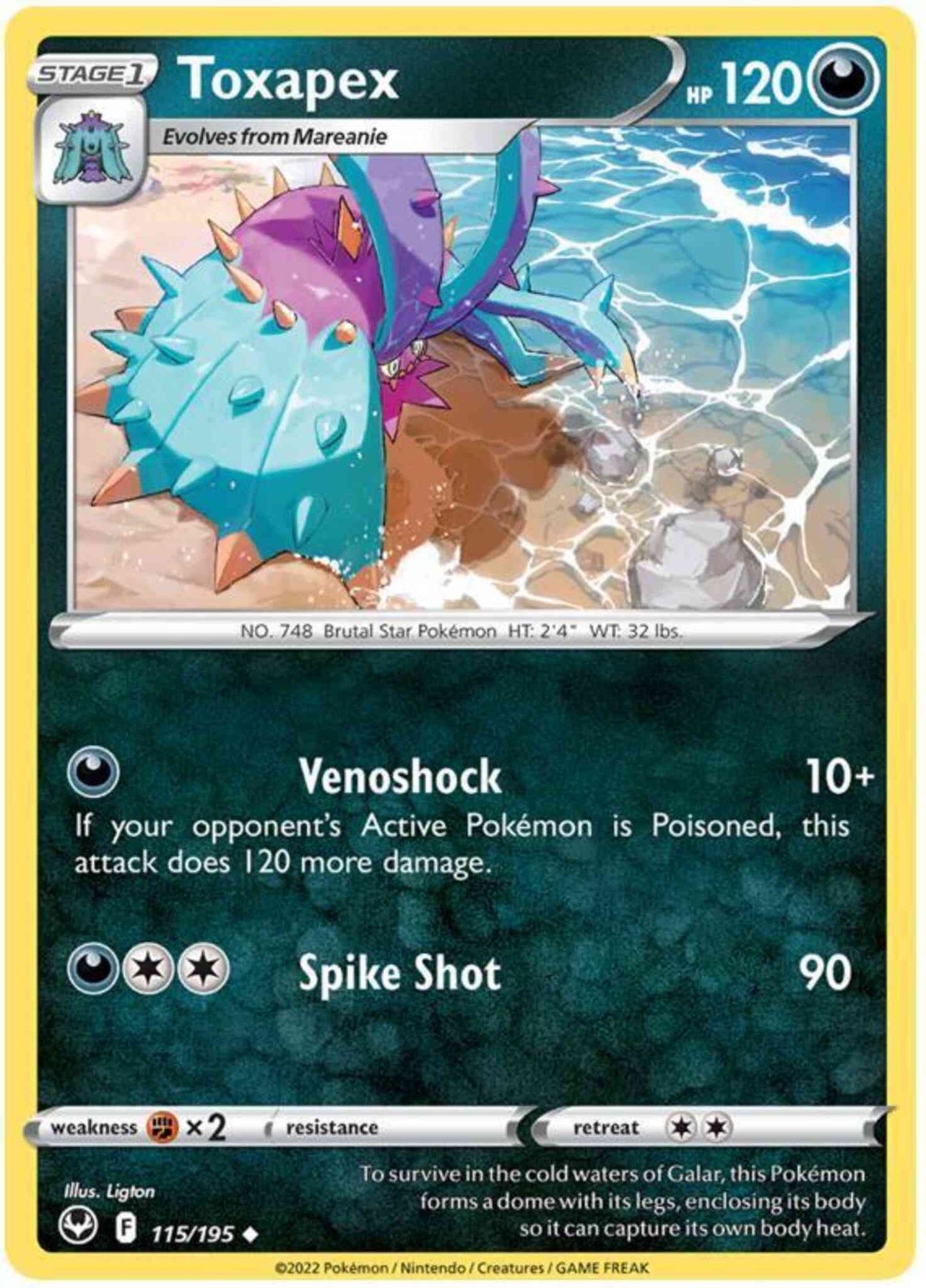 Toxapex - 115/195 - Uncommon [swsh12-115] [Non-Holo]
