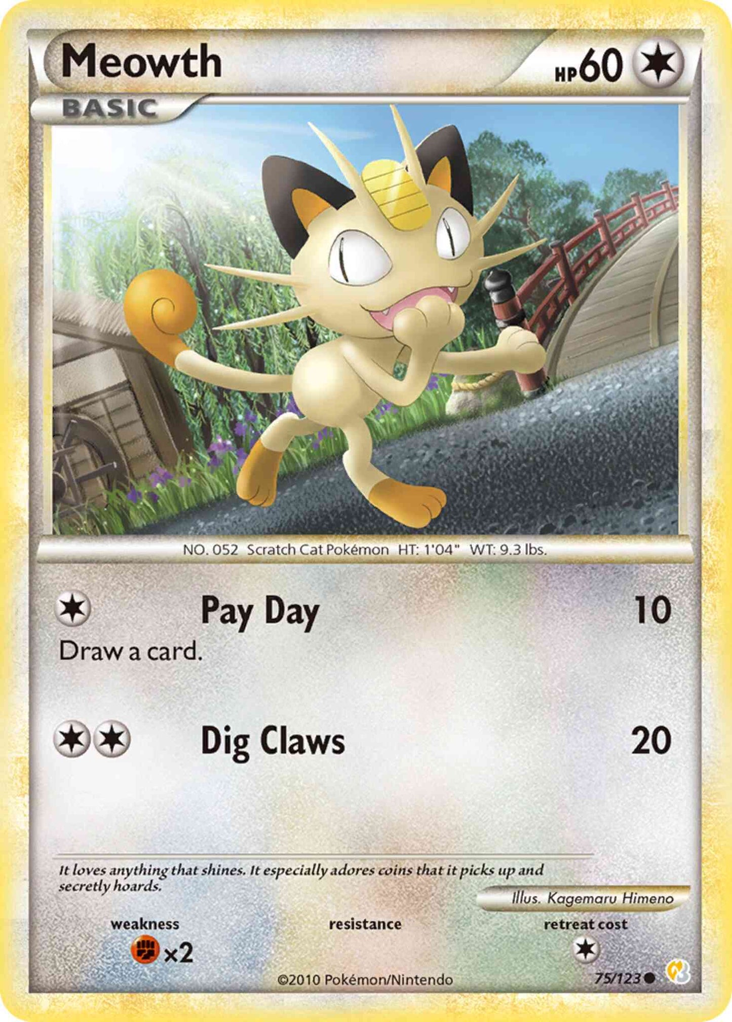 Meowth - 75/123 - Common [hgss1-75] [Reverse Holo]