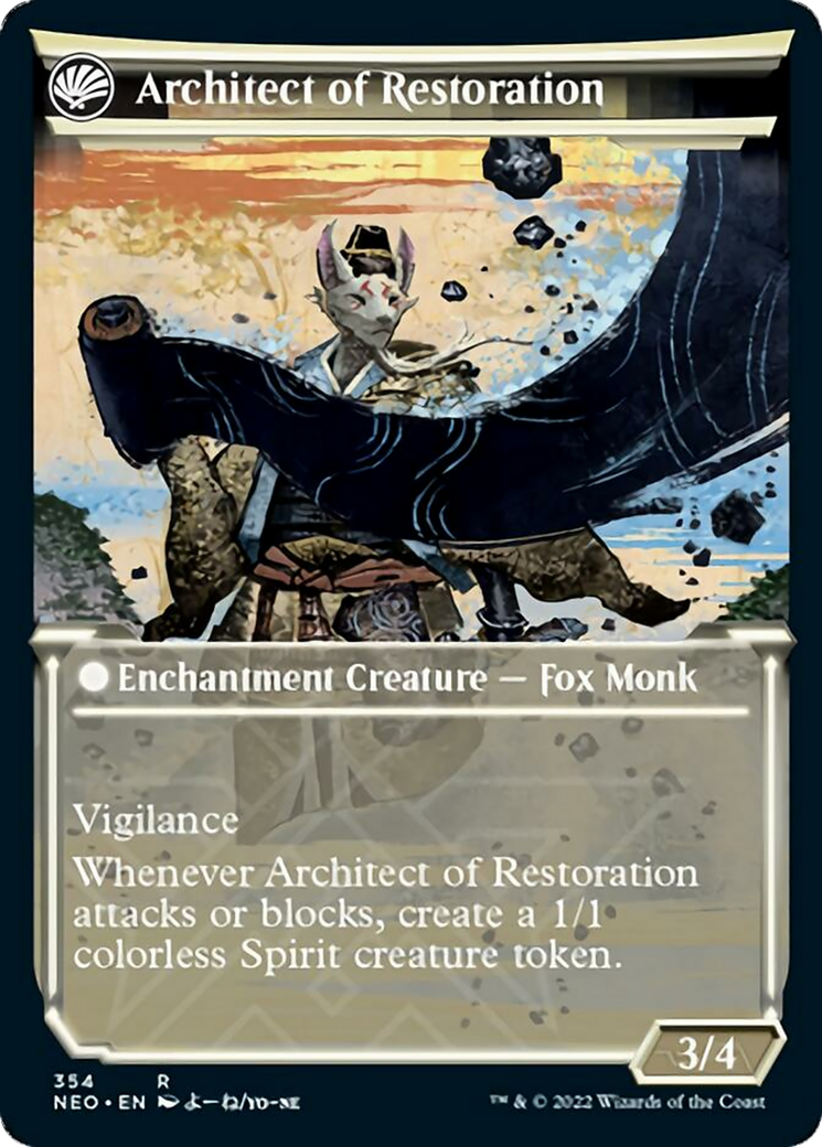 The Restoration of Eiganjo // Architect of Restoration [354] [Soft Glow Showcase] [Kamigawa: Neon Dynasty] [Non-Foil]