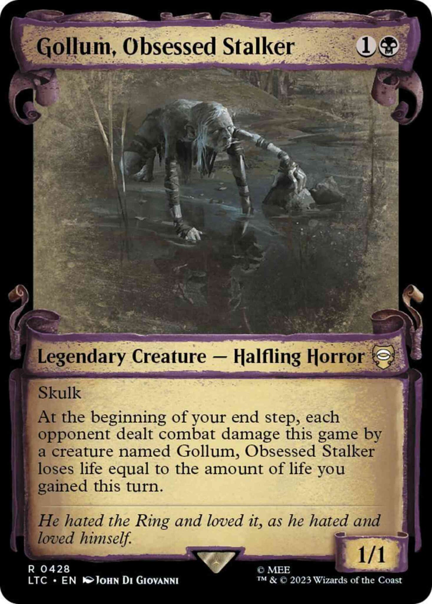 Gollum, Obsessed Stalker [428] [Scrolls Showcase] [The Lord of the Rings: Tales of Middle-earth: Commander] [Non-Foil]