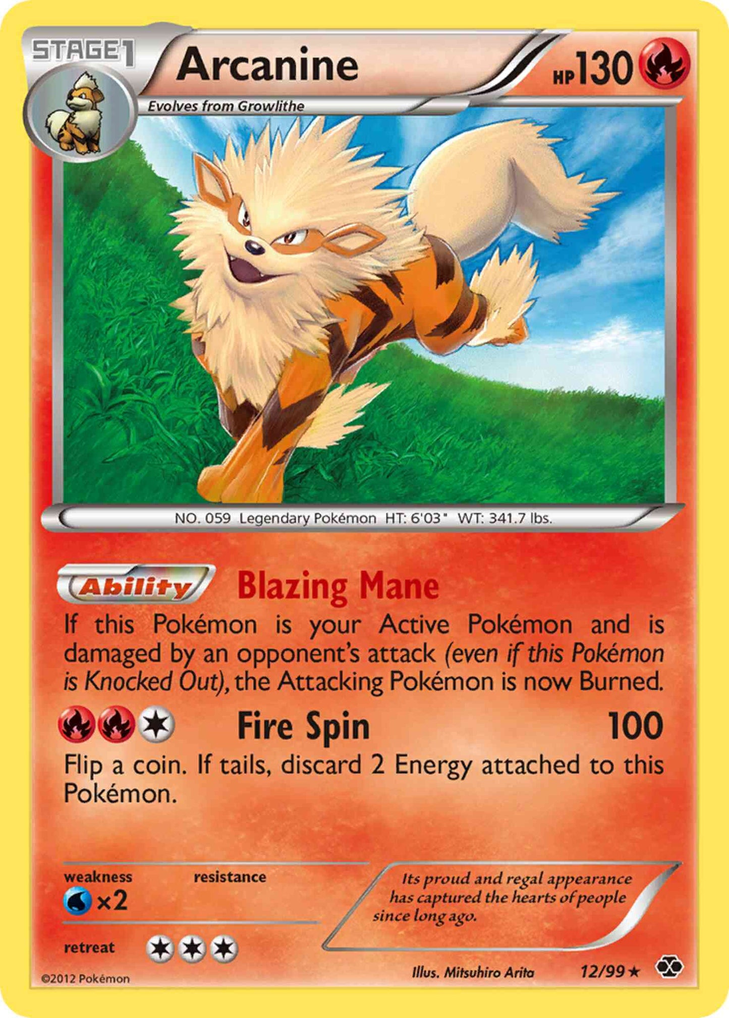 Arcanine - 12/99 - Rare [bw4-12] [Non-Holo]