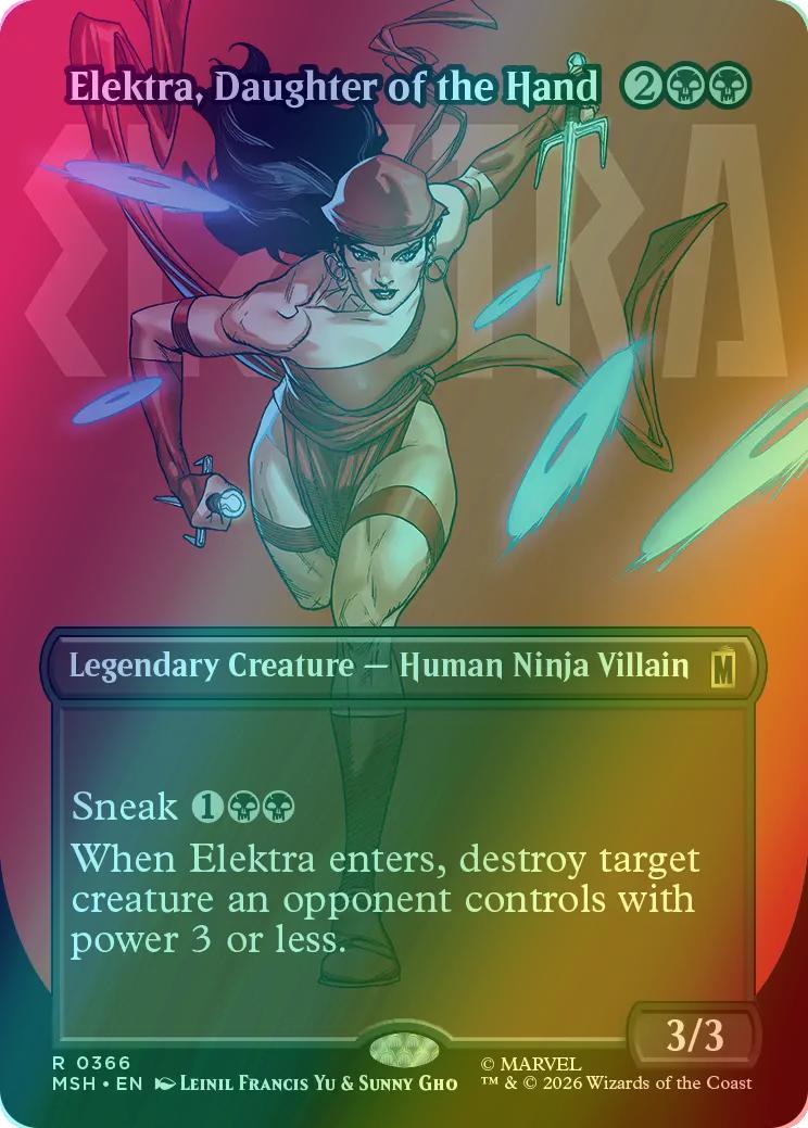 Elektra, Daughter of the Hand [366] [Borderless] [Logo] [Marvel Super Heroes] [Foil]
