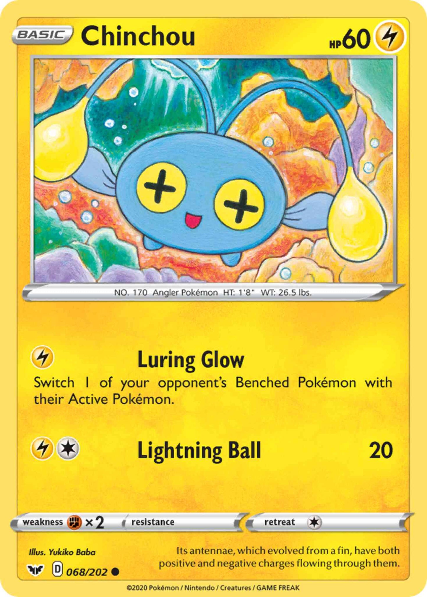 Chinchou - 068/202 - Common [swsh1-068] [Reverse Holo]