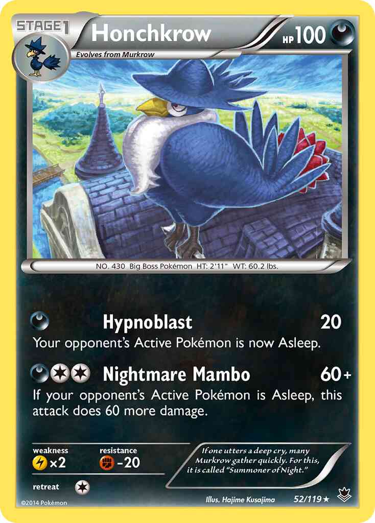 Honchkrow - 52/119 - Rare [xy4-52] [Reverse Holo]