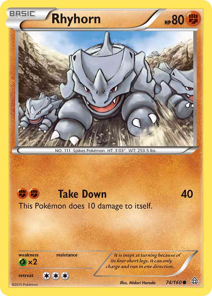 Rhyhorn - 74/160 - Common [xy5-74] [Reverse Holo]