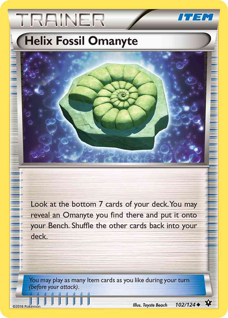 Helix Fossil Omanyte - 102/124 - Uncommon [xy10-102] [Reverse Holo]