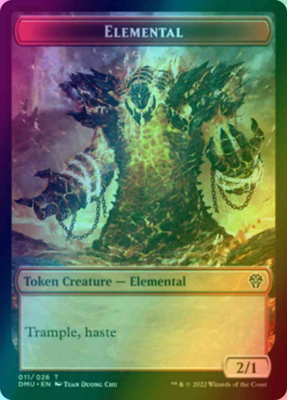 Elemental Token (11) // Saproling Token (18) [DMU/DMU Set Symbol] [Dominaria United: Tokens] [Foil]