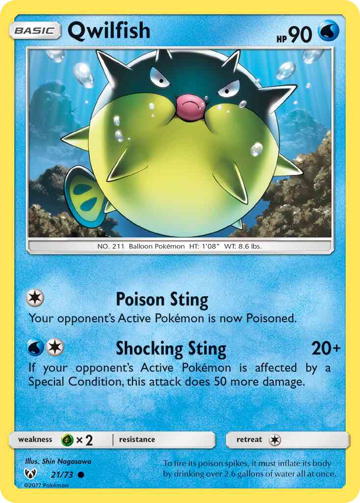 Qwilfish - 21/73 - Common [sm35-21] [Reverse Holo]
