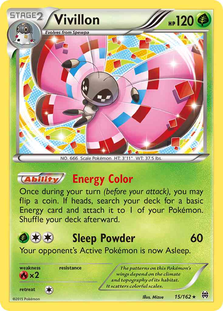 Vivillon - 15/162 - Rare Holo [xy8-15] [Reverse Holo]