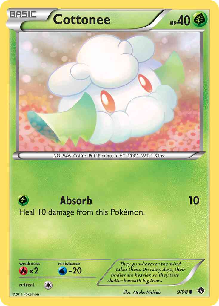 Cottonee - 9/98 - Common [bw2-9] [Reverse Holo]