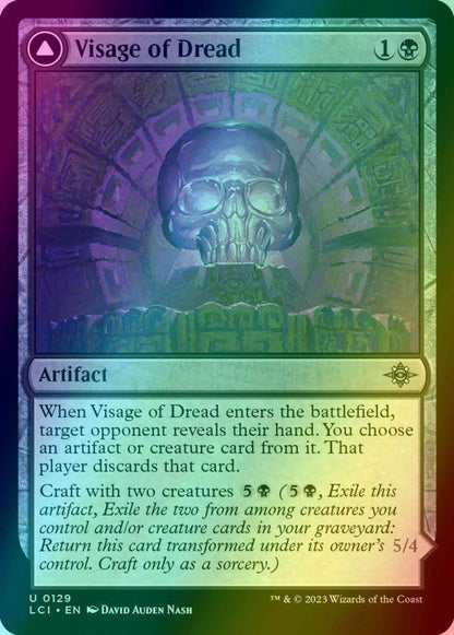 Visage of Dread // Dread Osseosaur [129] [The Lost Caverns of Ixalan] [Foil]